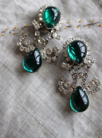 Vintage Emerald Dreams Earrings - SALE