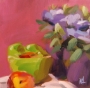 Bowl of Fruit and Lisianthus - 10x10