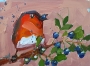 Robin and Wild Bilberries - 5x7
