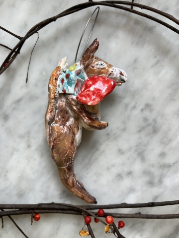 Picture of A Donkey Ornament – OOAK art pottery by Julie Whitmore