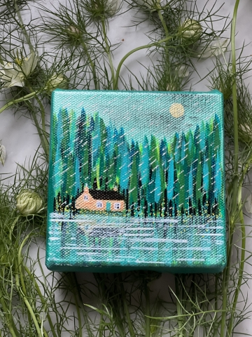 Picture of "Green Reflections" - 4x4 Original by Nikki Monaghan