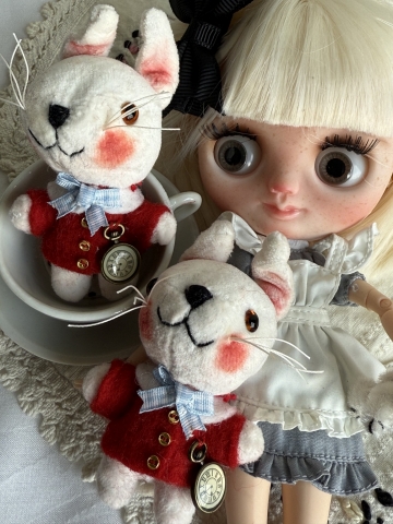 Picture of Wee White Rabbit & Tea Cup Set -  by Jody Battaglia