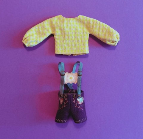 Picture of  "Maxi Lederhosen Set" for Neo Blythe "Goldenrod Joys" - by M for Monkey  